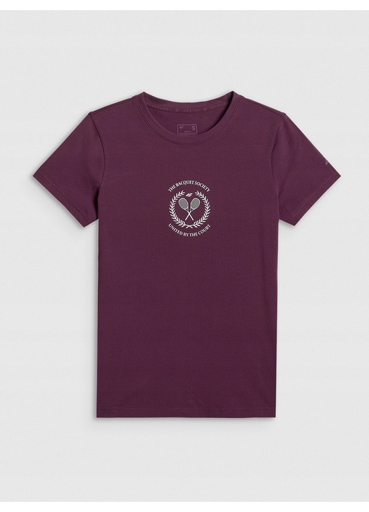 Дамска тениска 4F, червена, памучна, вталена, с принт