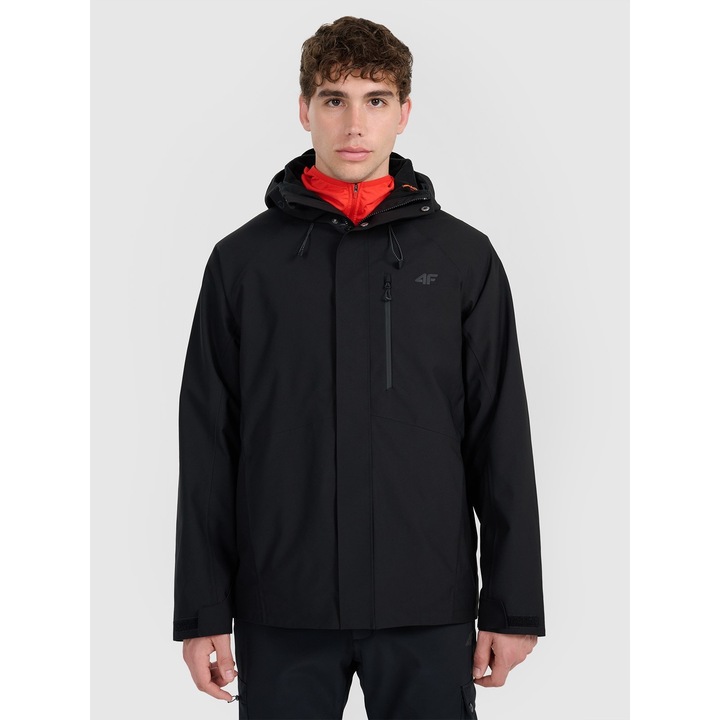 Férfi túradzseki, 4F, poliészter, fekete, 2XL INTL