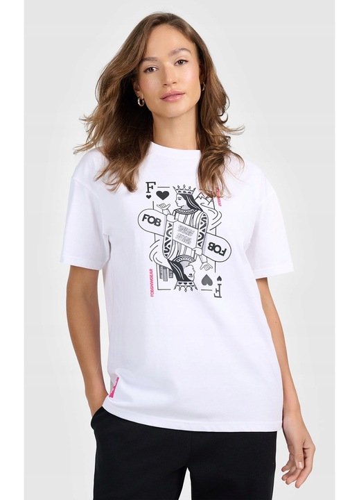 Tricou dama, 4F, alb, bumbac, imprimeu, L