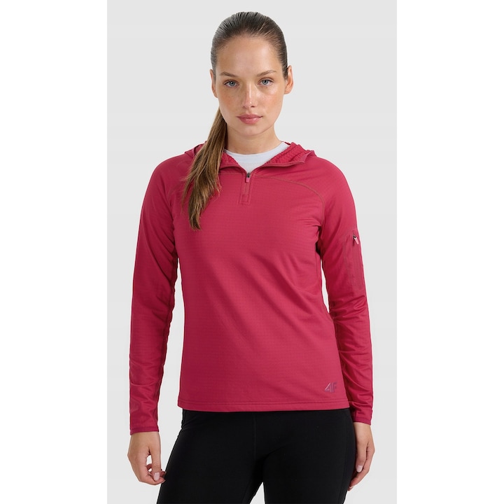 Női sport pulóver, 4F, túrázáshoz, gyorsan száradó, rózsaszín, poliészter