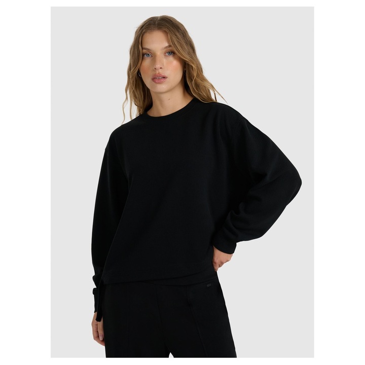 Női 4F pulóver, fekete, rövidített, modális és poliészter anyag