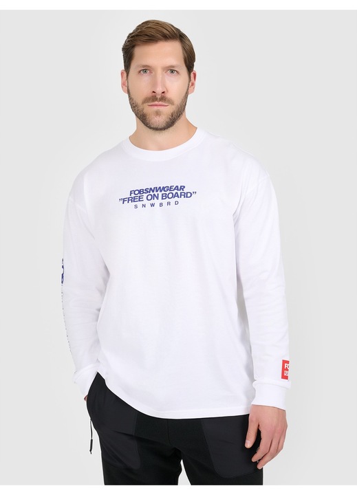 Férfi póló, 4F, hosszú ujjú, fehér, pamut, XL INTL