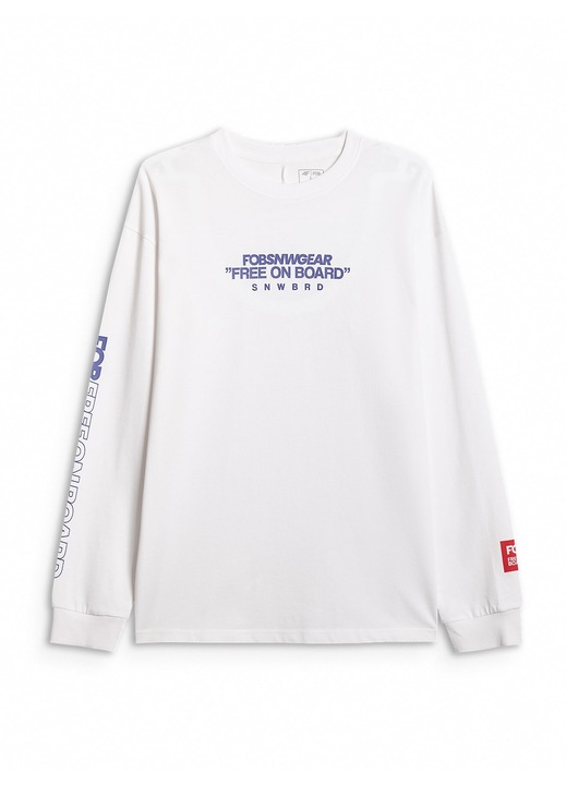 Tricou barbati, 4F, maneca lunga, alb, bumbac, XL INTL