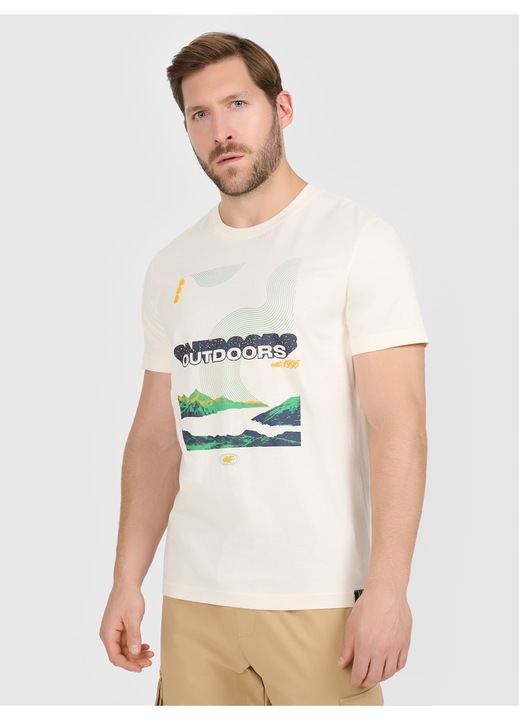 Férfi bézs póló 4F, pamut