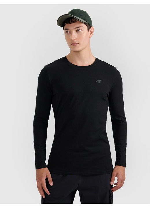 Ferfi pulover, 4F, hosszu ujju, Fekete