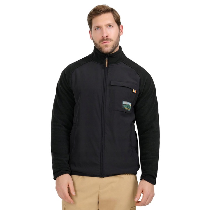 Férfi sport polár pulóver, 4F, magas gallérral, 4FWarm, fekete, 2XL INTL