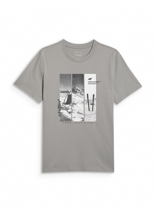 Tricou regular barbati 4F, bumbac, gri