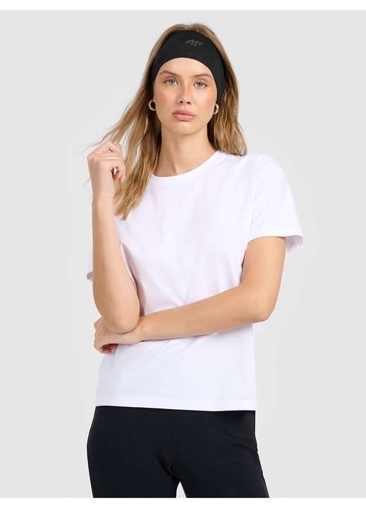 Tricou dama 4F alb uni, Alb