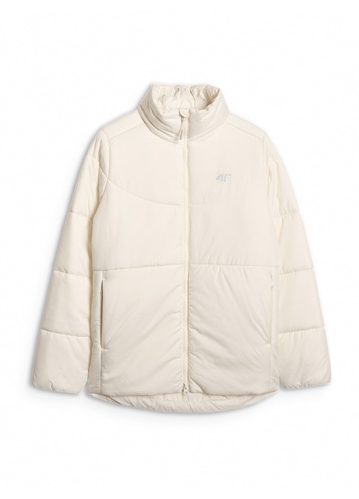 Geaca de puf 4F pentru femei, bej, croiala regular, hidrofoba, 2 buzunare