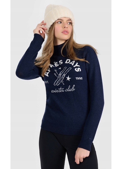 Pulover 4F, bleumarin, slim, lana, Bleumarin, XS