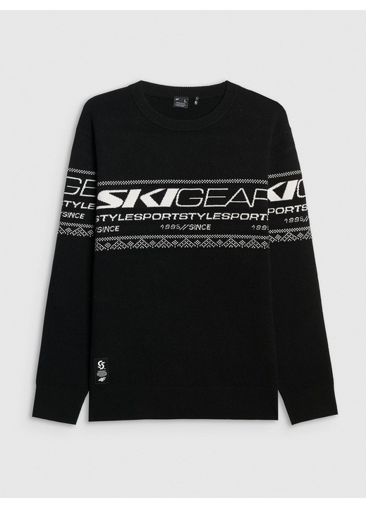 Pulover barbati, 4F, lana, negru, model larg, XL INTL