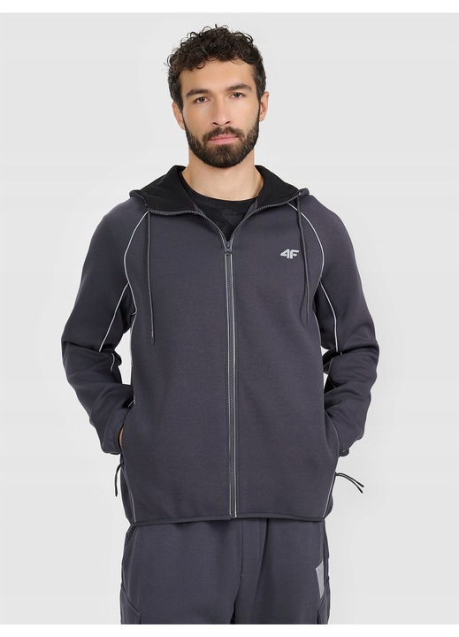 Férfi kapucnis pulóver 4F, szürke színű, pamut