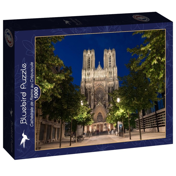 Puzzle 1000 darabos Bluebird - Reimsi katedrális alkonyatkor (Bluebird-Puzzle-F-90496)