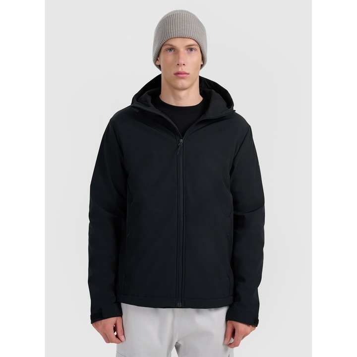 Geaca softshell barbati 4F, rezistenta la vant, membrana NeoDry 5000, neagra, micropolar