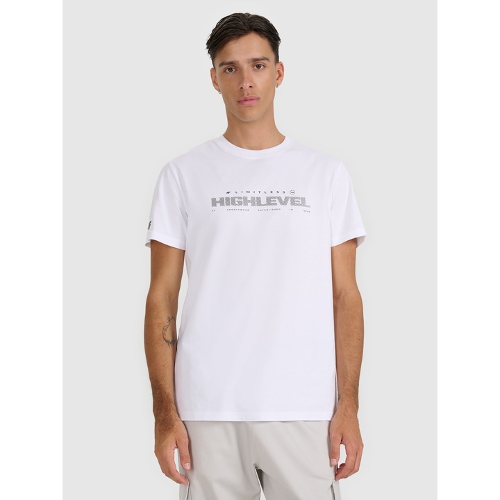 Férfi póló 4F, kényelmes pamut, fehér, 2XL INTL