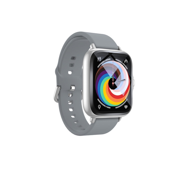 Ceas Smart Voinap 45mm metalic, ecran 1.83" color, monitorizare sanatate, gri