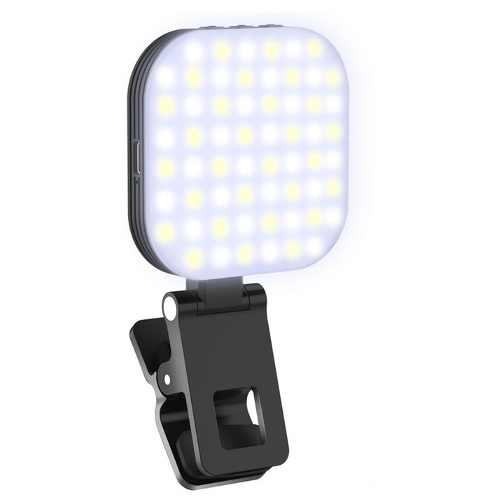 Lampa selfie magnetica Voinap, 3 temperaturi de culoare, 5 niveluri de luminozitate, compacta, pentru telefon