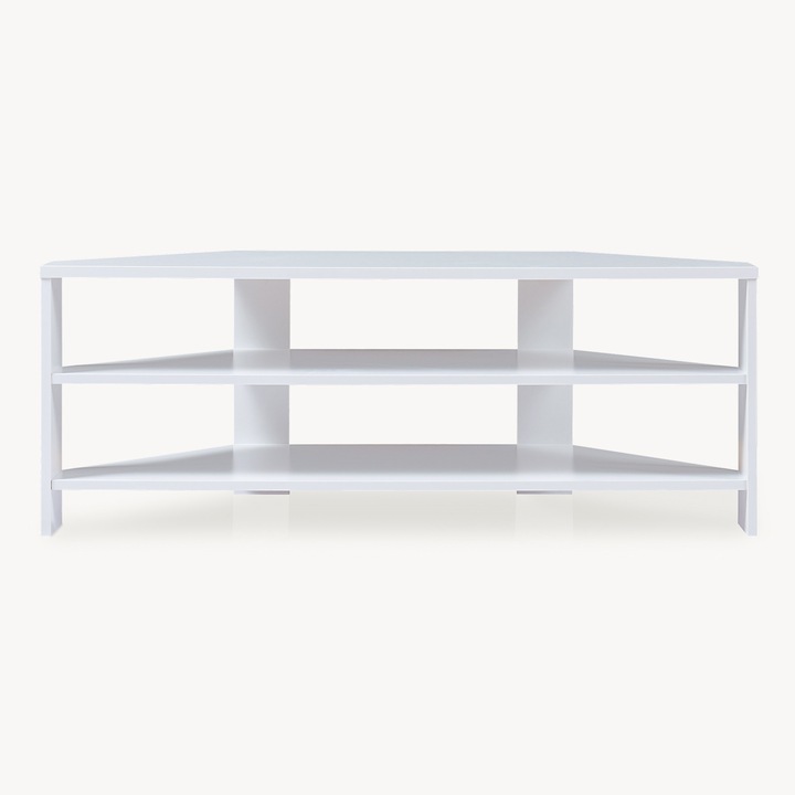 Comoda TV, en.casa, Berg, 110 x 36 x 41, 5 cm, pal, alb, pozitionabila in colt