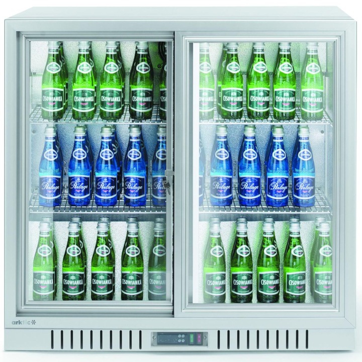 Frigider bar, cu 2 usi, Arktic, 150 L, 160 W, 90x52x84 cm, argintiu