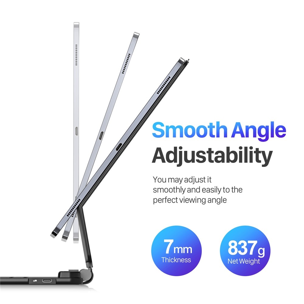 Husa cu tastatura Bluetooth, DuxDucis, pentru Samsung Galaxy Tab S10 Ultra/S9 Ultra/S8 Ultra, negru, cu suport magnetic ajustabil