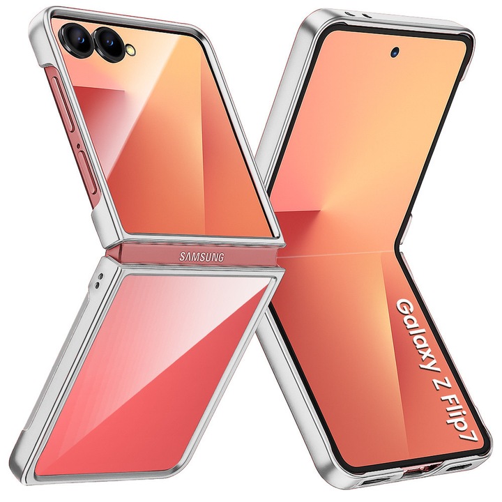 Husa pentru Samsung Galaxy Z Flip7, cu finisaj lucios - argintie