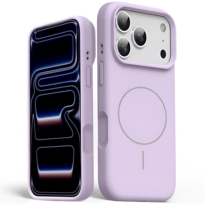 Husa siliconica pentru iPhone 17 Pro Max, XGSM, compatibila cu MagSafe, antishock, violet