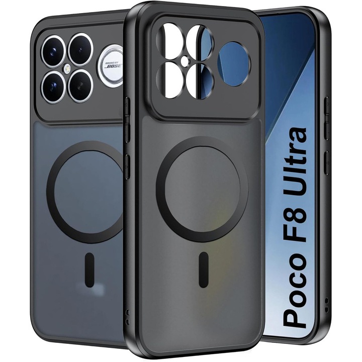 Husa pentru Xiaomi Poco F8 Ultra, ERBORD Matt Case, neagra, compatibila MagSafe, design hibrid, protectie imbunatatita
