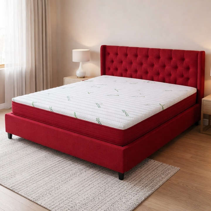 Saltea Ortopedica Dolce Dormire 15+7 Memory Bamboo, 200x200x22cm, Husa detasabila Bio Bamboo Premium, Fermitate medie