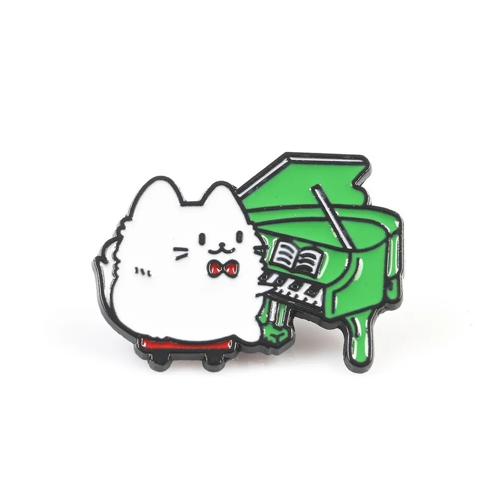 Brosa martisor pisica cu pian