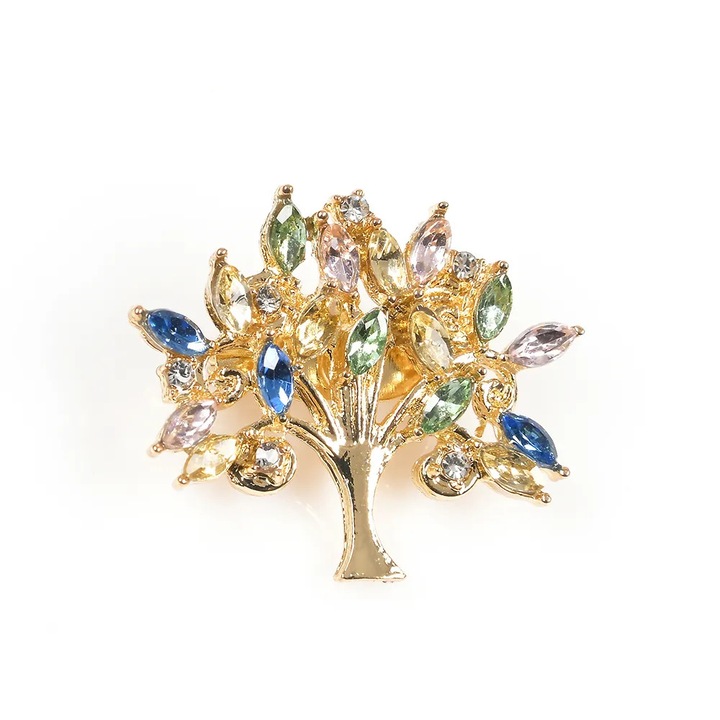 Brosa martisor Copacul Vietii cu pietre multicolore