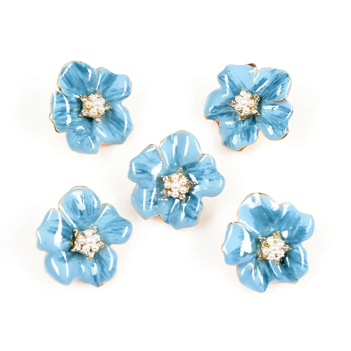 Set 5 brose martisor floare bleu