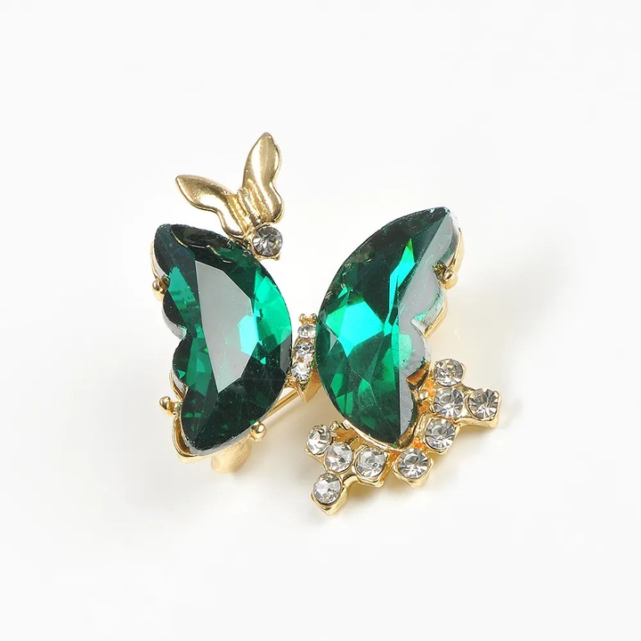 Brosa martisor fluture cu aripi verzi