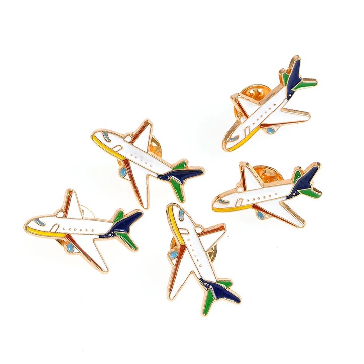 Set 5 brose martisor avion colorat