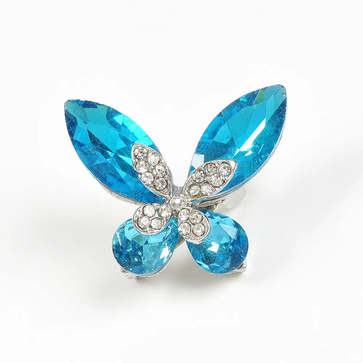 Brosa martisor fluture cu pietre bleu