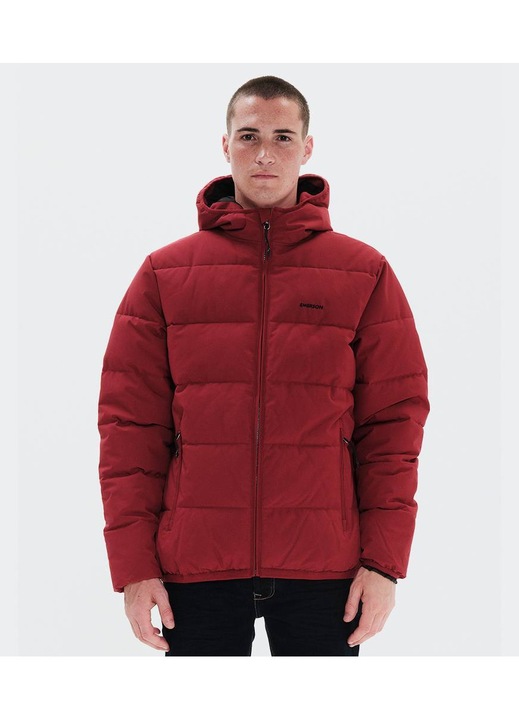 Geaca Puffer Emerson, barbati, cu gluga, impermeabila, respirabila, rosie, material ecologic