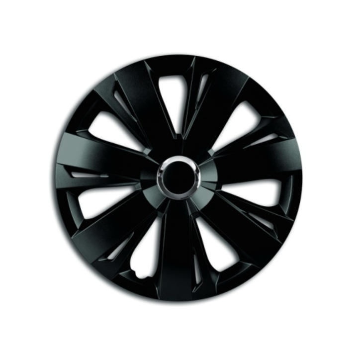 Set capace roti 16` negre cu inel cromat energy 4buc