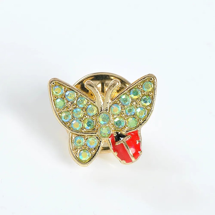 Brosa martisor fluture cu pietre verzi