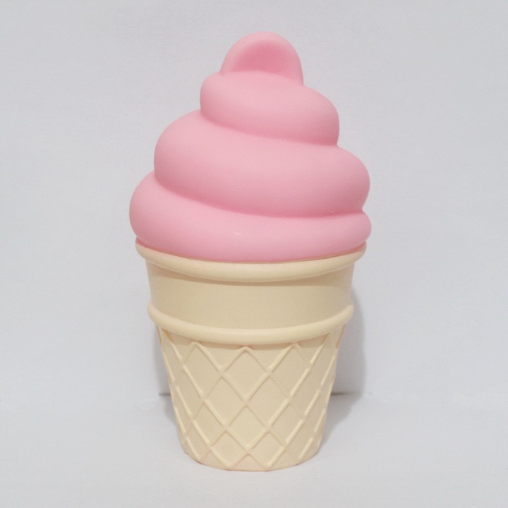 Детска нощна лампа, Amxy, дизайн сладолед, розов/крем