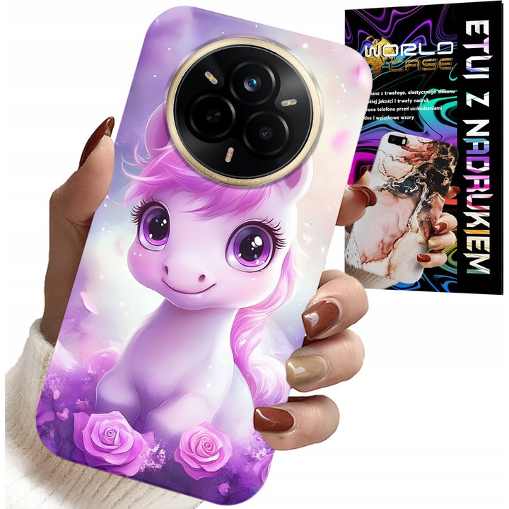 World Case telefontok Realme 14 Pro 5G-hez, egyszarvú mintás, szilikon, többszínű