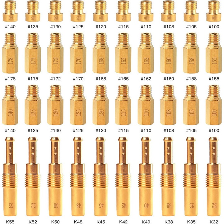 Yakumuz 40PCS Set de jicloare principale si de ralanti pentru carburator PWK Keihin OKO CVK Crab, inlocuieste #SCL-2018090002-ZH-T-01/02 SCL-2018090001/03-ZH-T-01