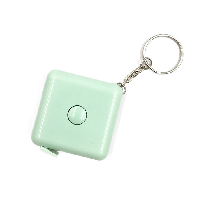 Kulcstartó mini mérőszalag, 150cm, világoszöld, négyzet alakú