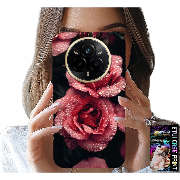 Telefontok, World Case, Realme 14 Pro+ 5G, rózsaszín, virágmintás, szilikon