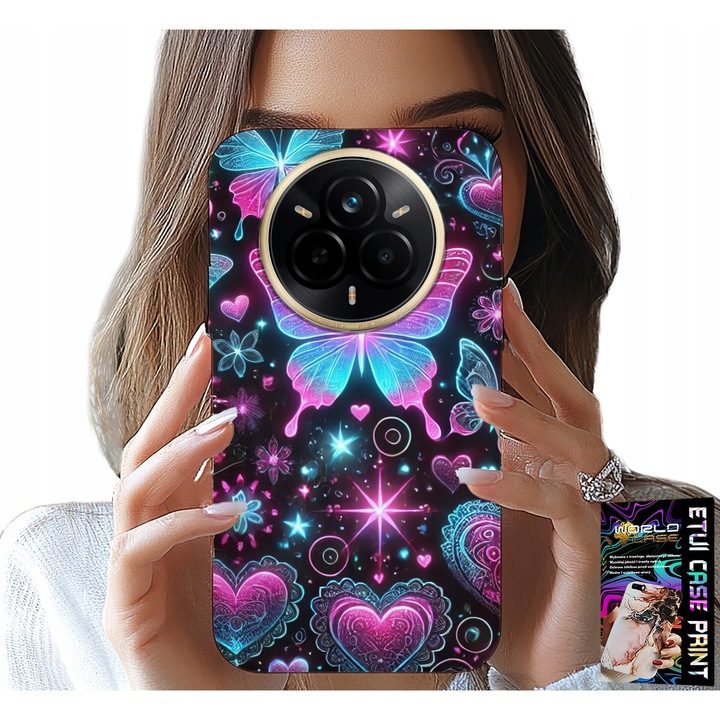 Telefontok, World Case, Realme 14 Pro 5G, színes pillangós modell, szilikon
