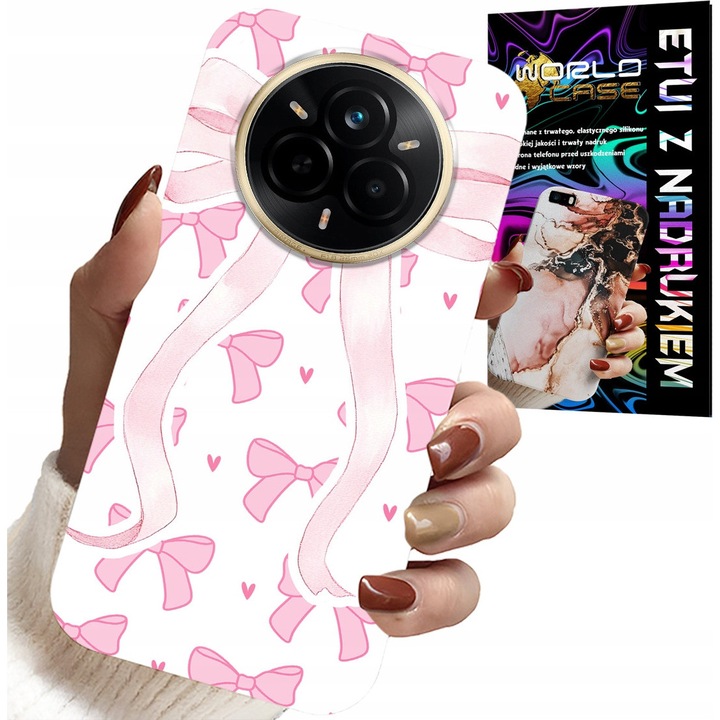 Telefontok Realme 14 Pro, World Case, szilikon, színes nyomtatás, rózsaszín