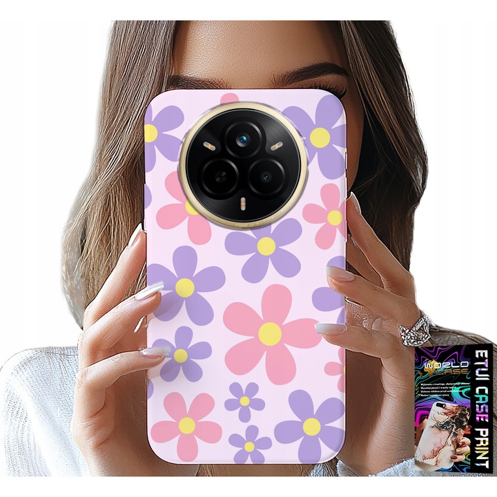 Telefontok, World Case, Realme 14 Pro 5G, virágmintás, szilikon, többszínű