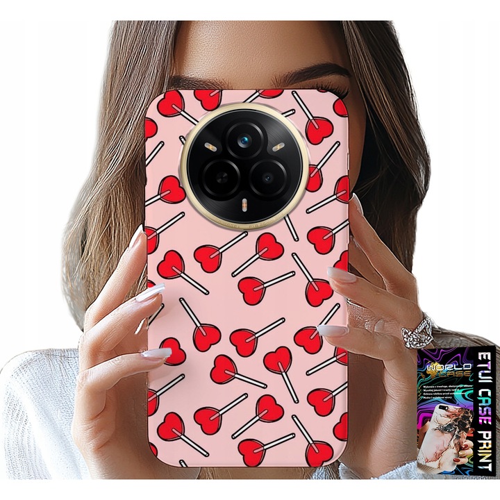 World Case telefontok, lollipops mintával, szilikon, kompatibilis Realme 14 Pro+, 0,2mm