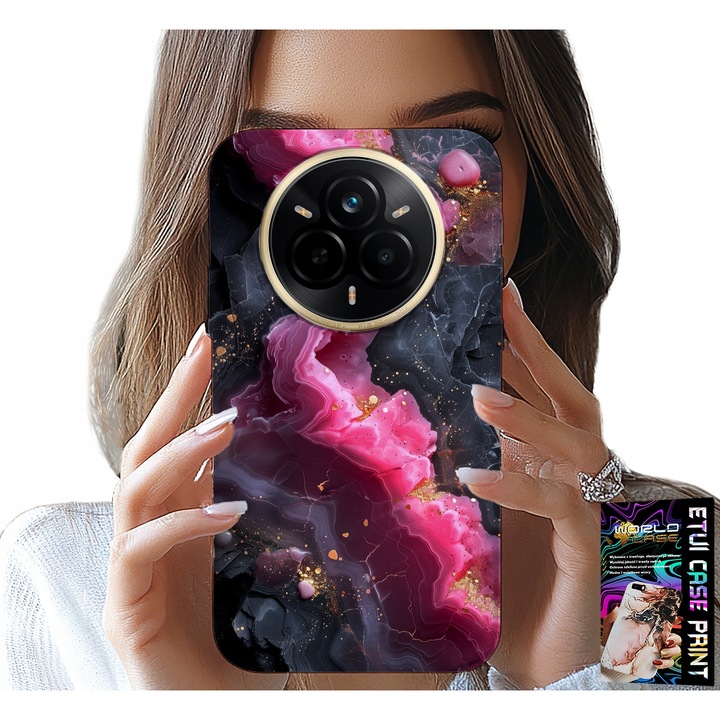 Telefontok Realme 14 Pro+, World Case, márványrózsa, szilikon
