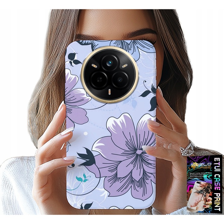 Szilikon tok Realme 14 Pro+ 5G-hez, World Case, virágmintás, egyedi design