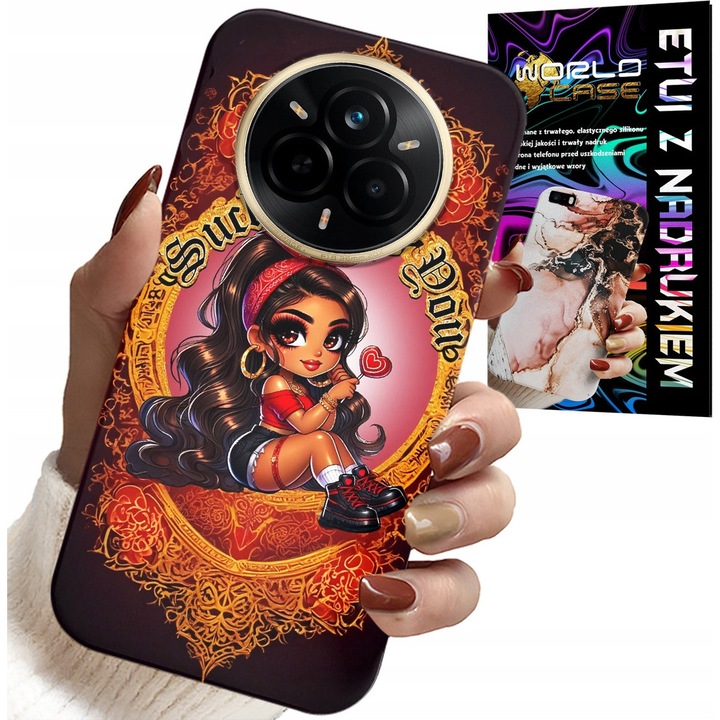 Fóliázott tok Realme 14 Pro 5G-hez, World Case, szilikon, többszínű nyomtatás