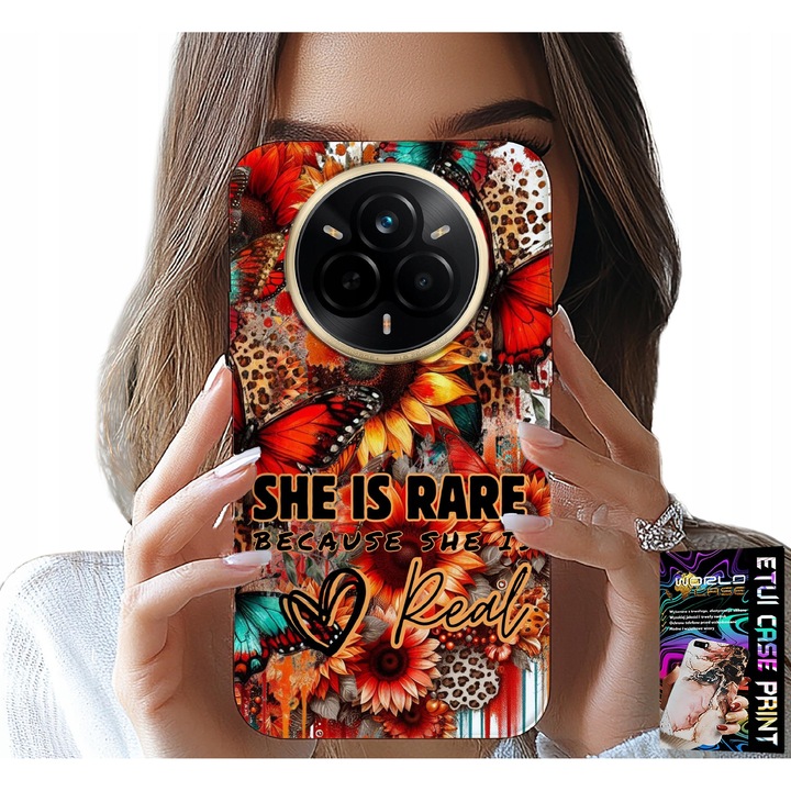 Telefontok, World Case, Realme 14 Pro 5G, virág és pillangó mintás, szilikon